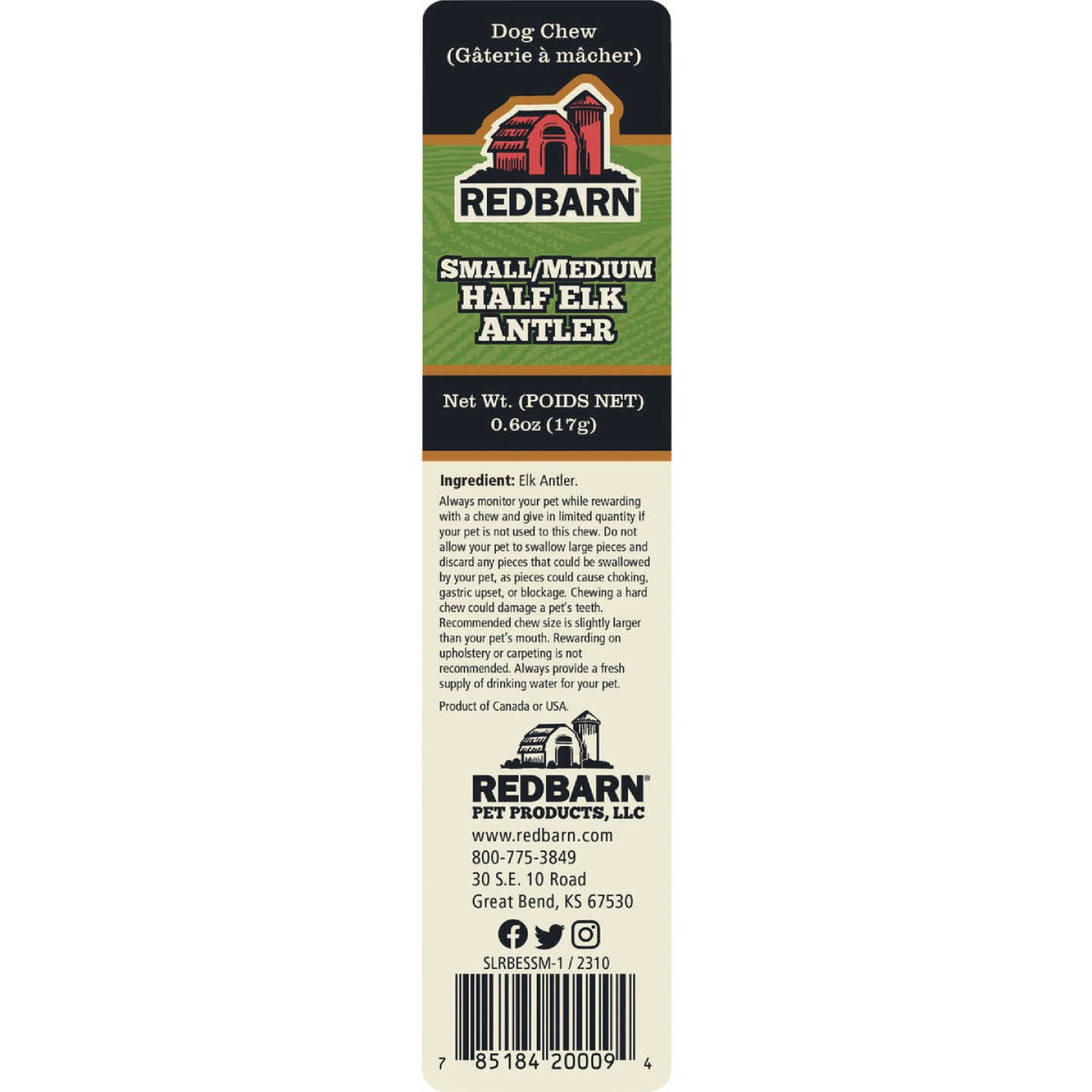 Redbarn Small/Medium Half Elk Antler Dog Chew Image 2