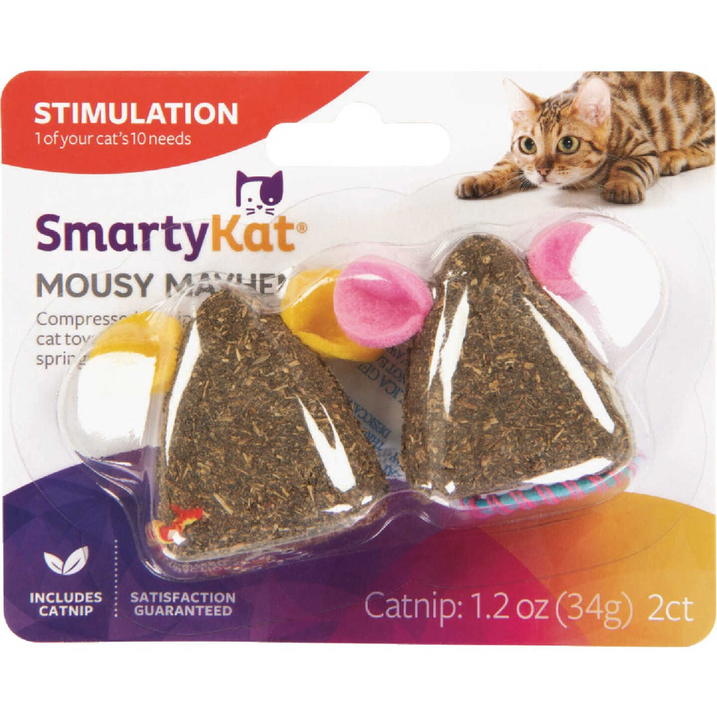 SmartyKat Mousy Mayhem Compressed Catnip Mice Cat Toy (2-Pack) Image 1