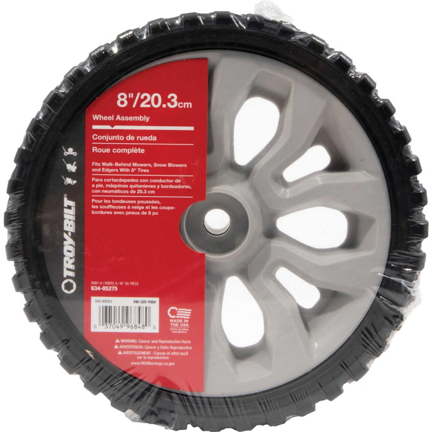 Troy-Bilt Original Equipment 8 In. Wheel Assembly for Most Troy-Bilt Walk-Behind Mowers, Edgers and Snow Blowers Image 1