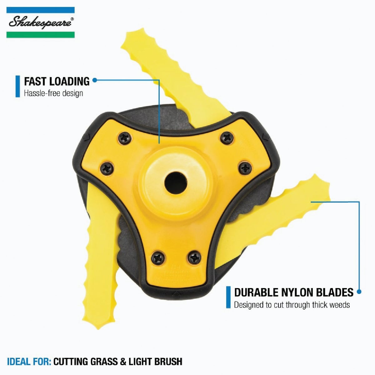 Shakespeare Push-N-Load 3-Blade Fixed Feed Universal Shaft Replacement Trimmer Head Image 4