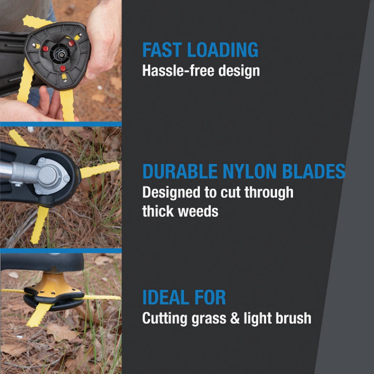 Shakespeare Push-N-Load 3-Blade Fixed Feed Universal Shaft Replacement Trimmer Head Image 3