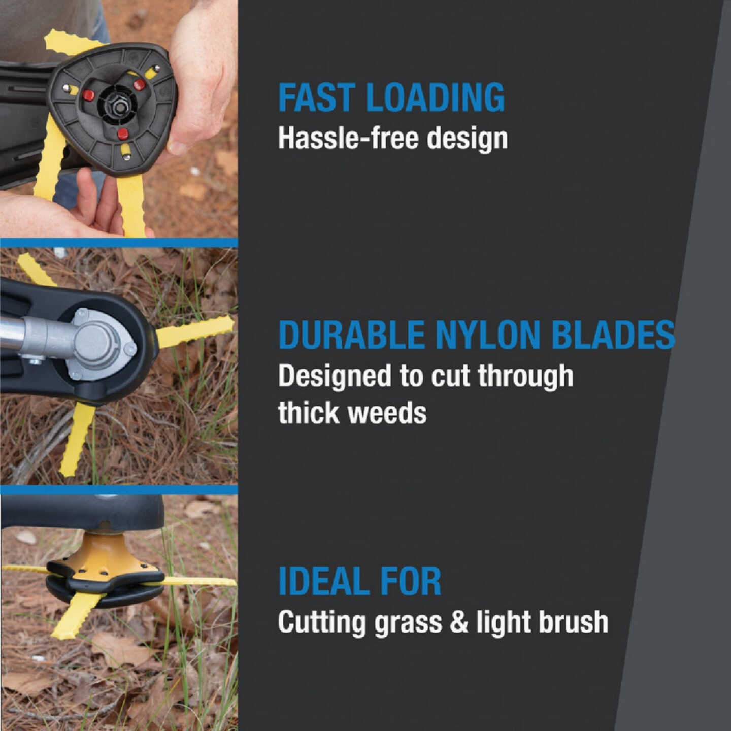 Shakespeare Push-N-Load 3-Blade Fixed Feed Universal Shaft Replacement Trimmer Head Image 3