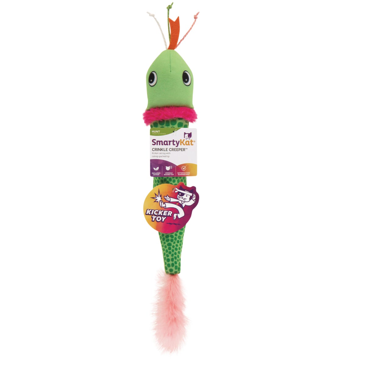 SmartyKat Crinkle Creeper Crinkle Plush Snake Kicker Catnip Cat Toy
