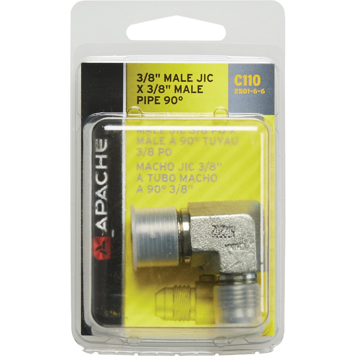 Apache 3/8 In. Male JIC x 3/8 In. Male Pipe 90 Deg Hydraulic Hose Adapter Image 2