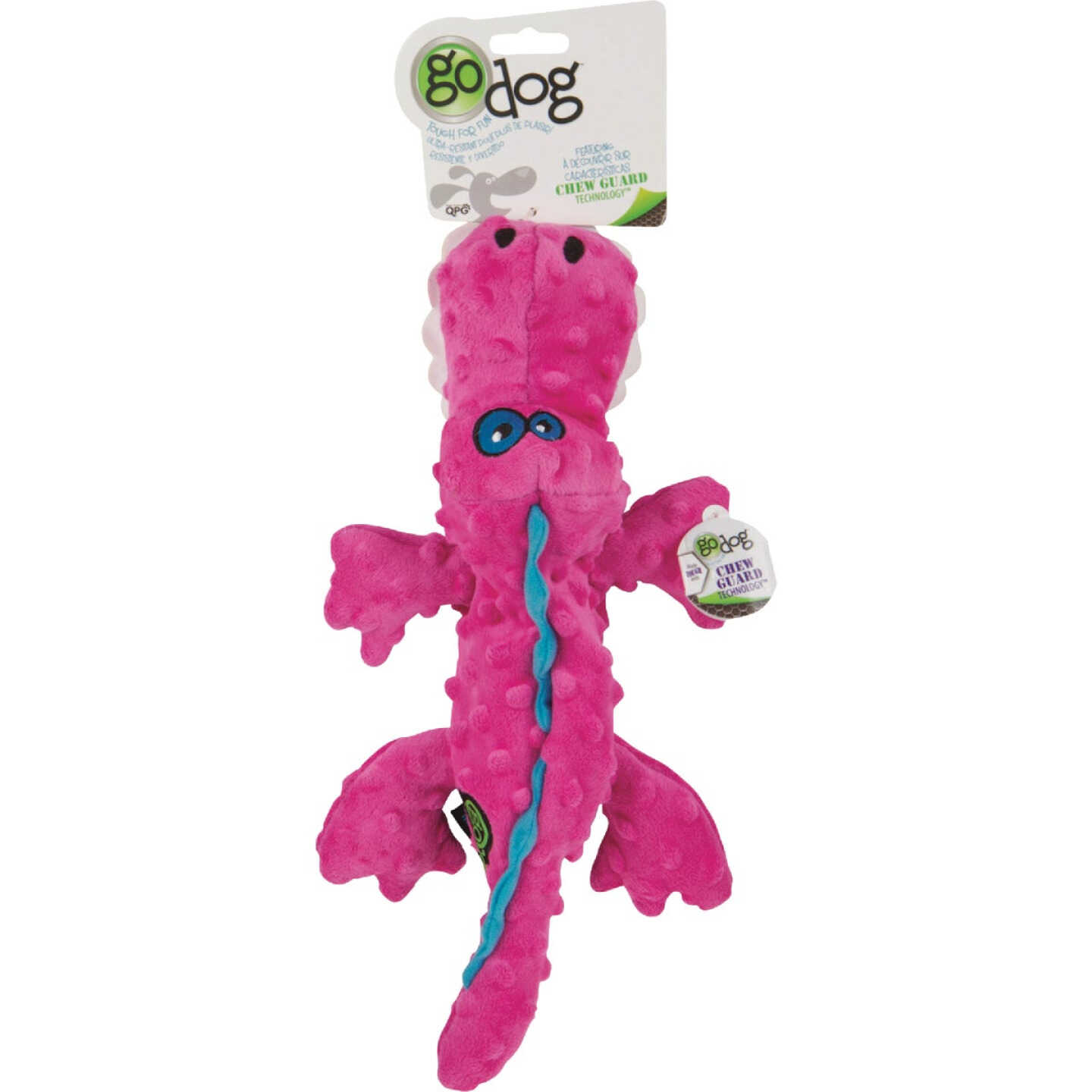 goDog Gators Large Pink Squeaky Plush Dog Toy Image 1
