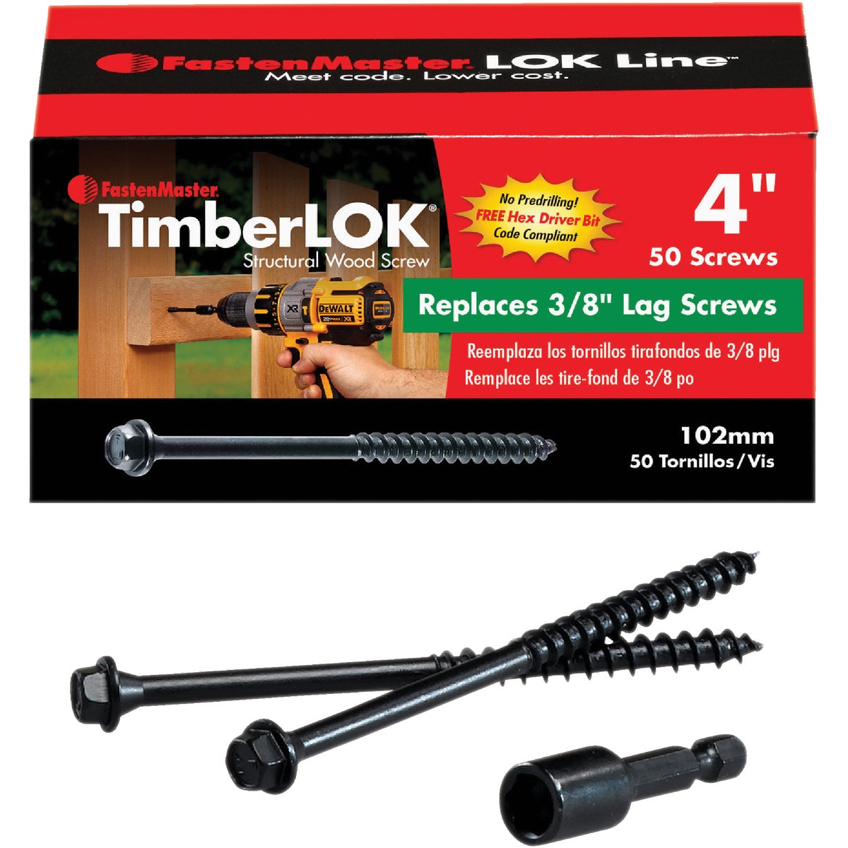 Fastenmaster Timberlok 4 In. Countersunk Hex Washer Structure Screw (50 Ct.) Image 1