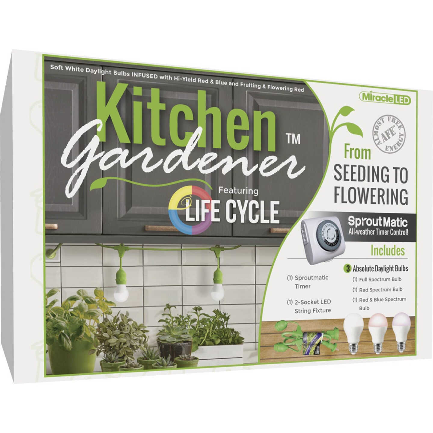 Miracle LED Kitchen Gardener 9W LED Grow Light Kit with SproutMatic Timer Image 1