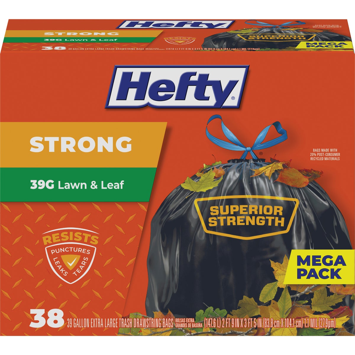 Hefty Strong 39 Gal. Black Lawn & Leaf Bag (38-Count)