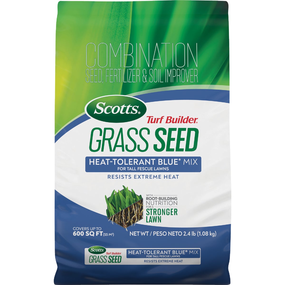 Scotts Turf Builder 5.6 Lb. 465 Sq. Ft. Heat-Tolerant Blue Mix For Tall Fescue Lawns Seed, Fertilizer, and Soil Improver Combination Image 1