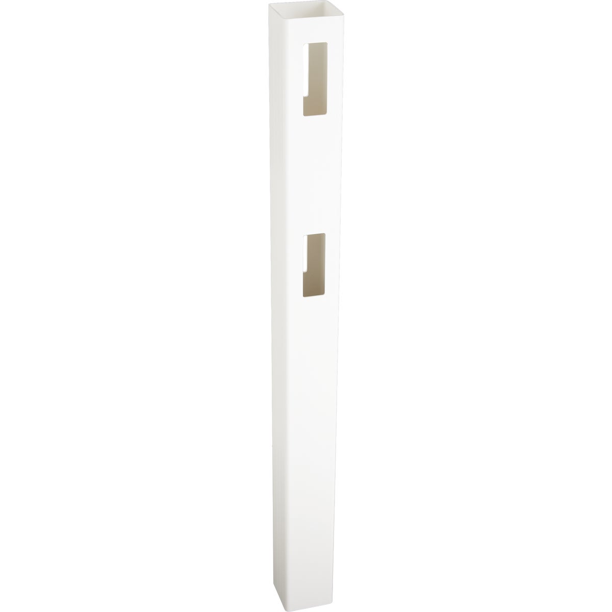 5 In. x 5 In. x 60 In. White Vinyl 2-Rail Fence Line Post
