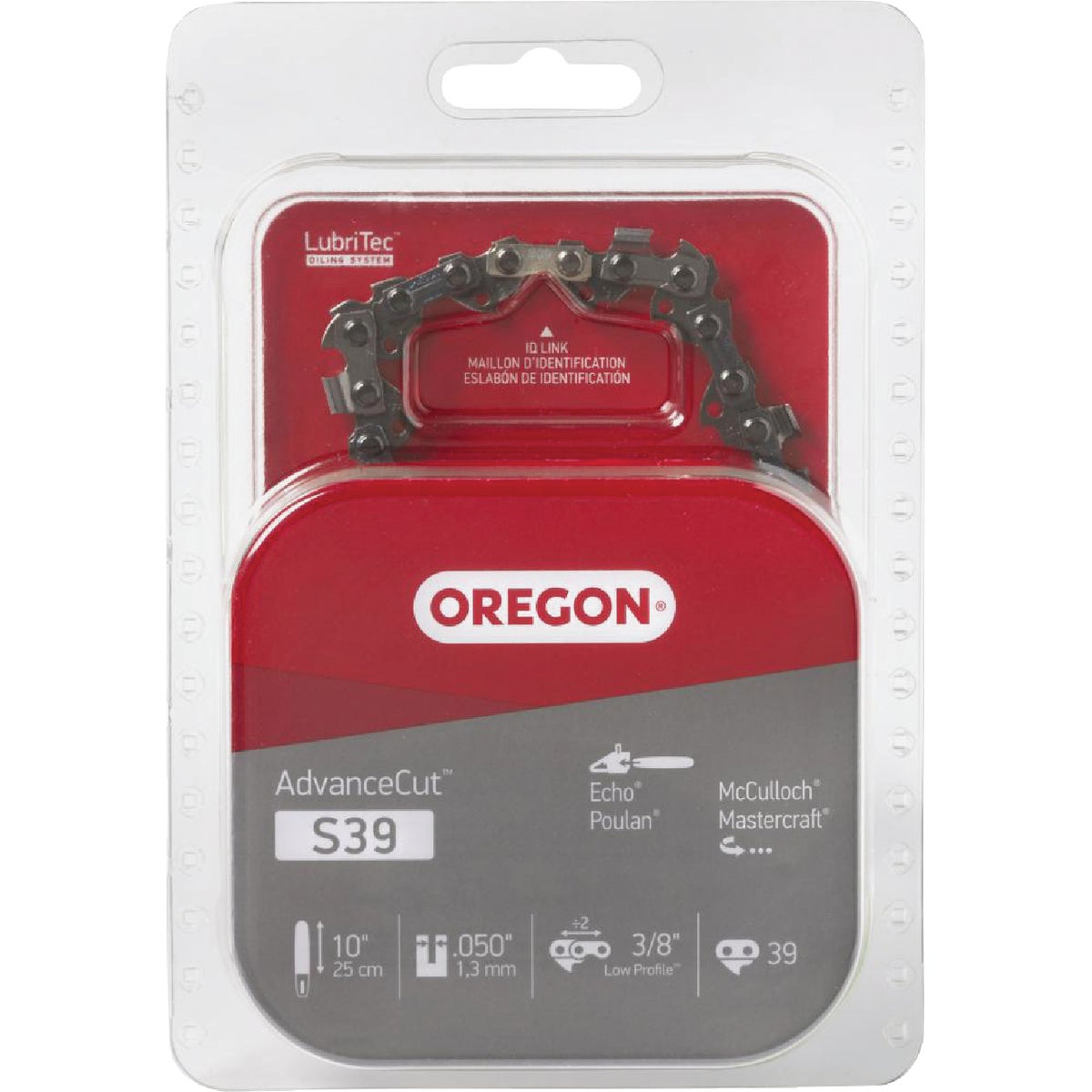 Oregon S39 AdvanceCut Saw Chain for 10 in. Bar - 39 Drive Links - fits Echo, Poulan, McCulloch, Makita, Dolmar and more Image 1