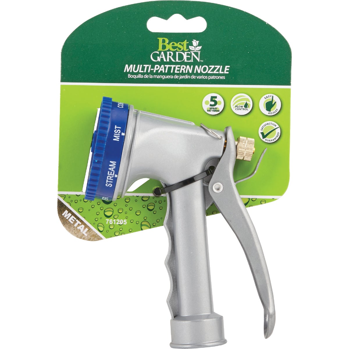 Best Garden Metal 5-Pattern Nozzle, Blue & Gray Image 2