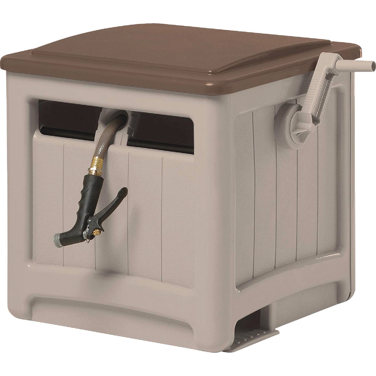 Suncast Smart Trak Hideaway 225 Ft. x 5/8 In. Taupe with Bronze Lid Resin Hose Reel