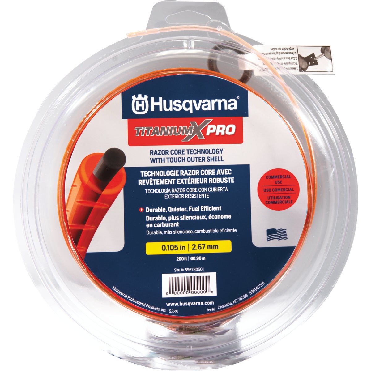 Husqvarna TitaniumX Pro Trimmer Line 0.105 In. Gauge Orange 200 Ft. 1 Lb. Donut Trimmer Line