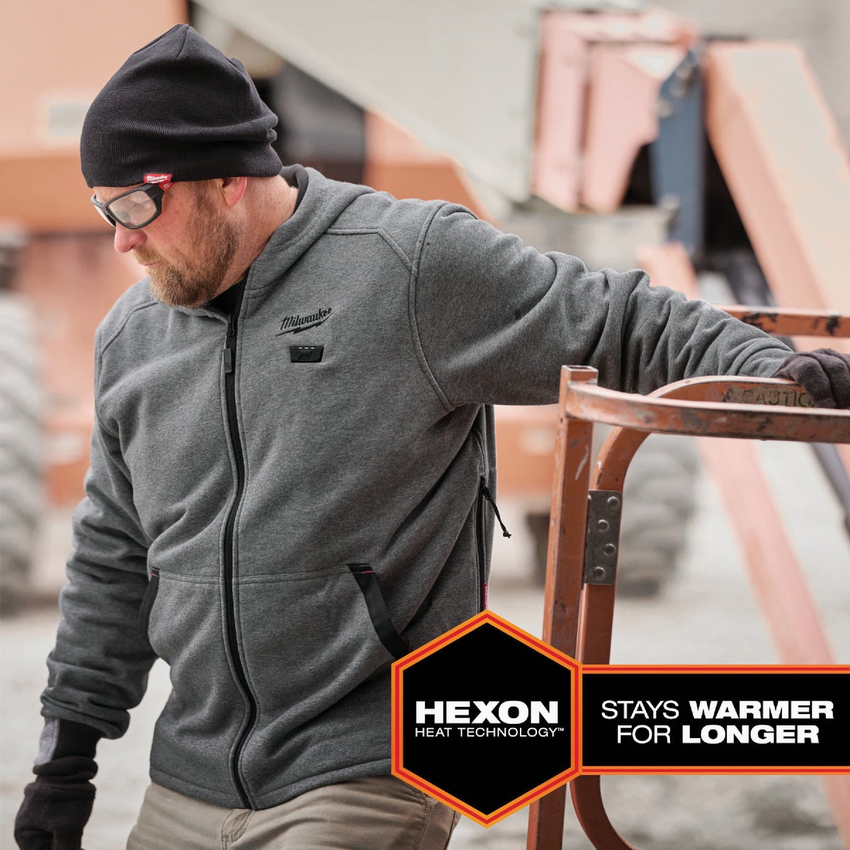 Milwaukee M12 Men's Medium Gray Full-Zip Heated Hoodie Image 2