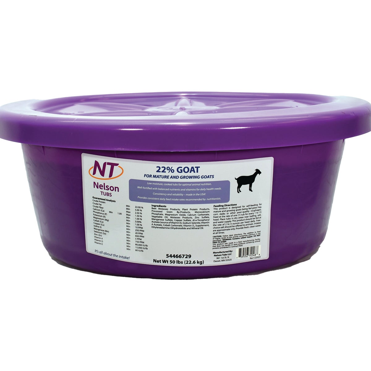 Nelson Tubs 22% Goat 50 Lb. Feed Supplement Image 1
