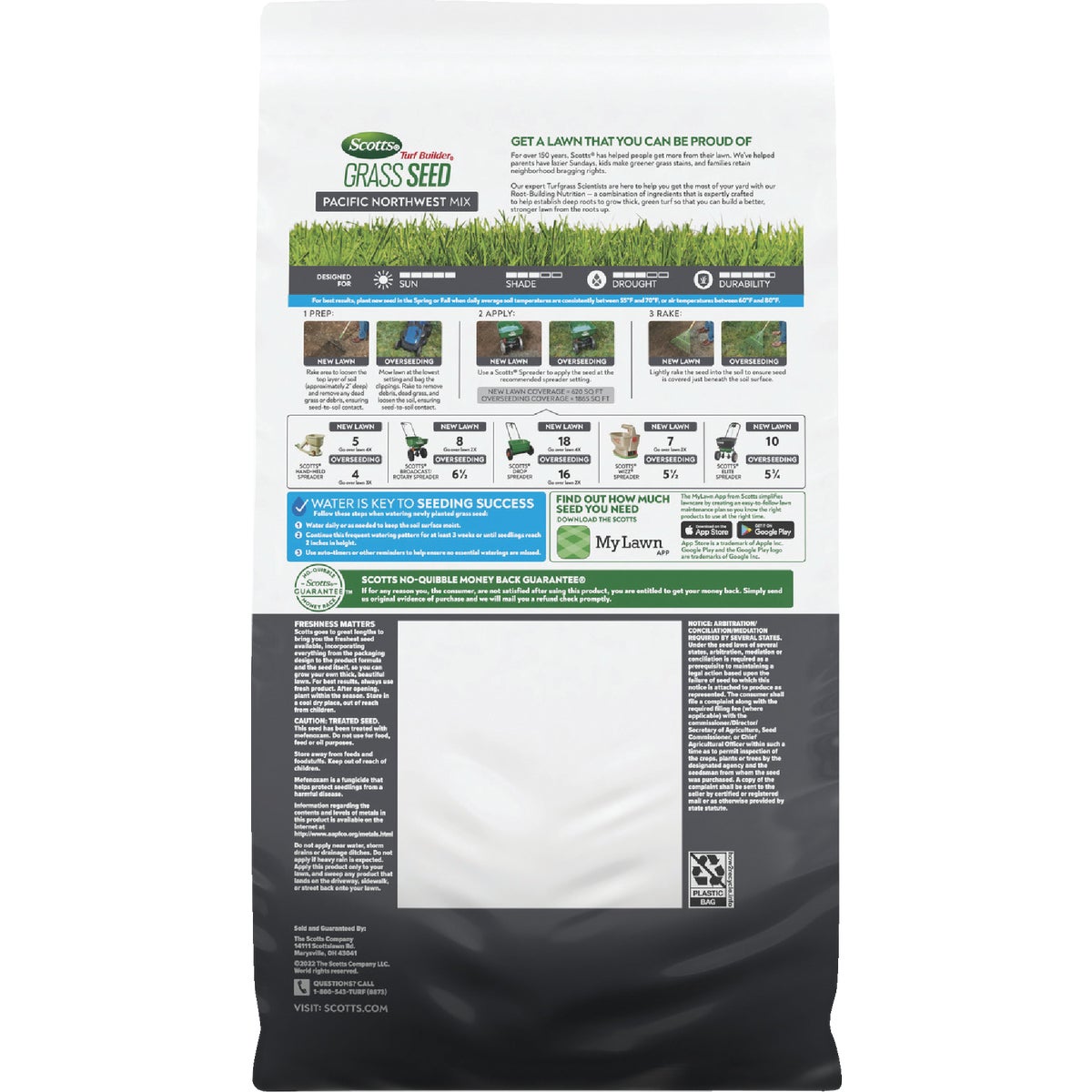 Scotts Turf Builder 5.6 Lb. 465 Sq. Ft. Pacific Northwest Mix Grass Seed, Fertilizer, and Soil Improver Combination Image 8