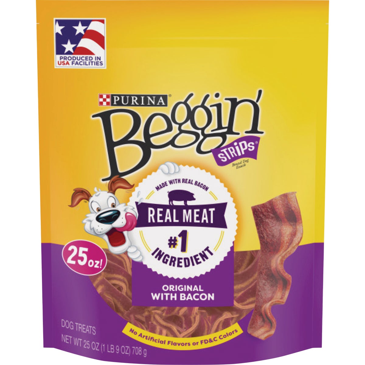 Purina Beggin' Strips Bacon Flavor Chewy Dog Treat, 25 Oz. Image 1