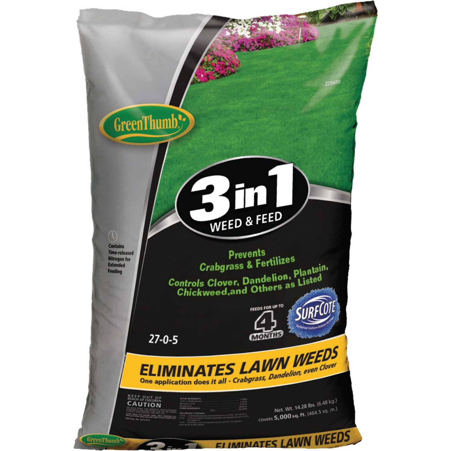 Green Thumb 14.28 Lb. 5000 Sq. Ft. 27-0-5 3-In-1 Weed & Feed Image 1