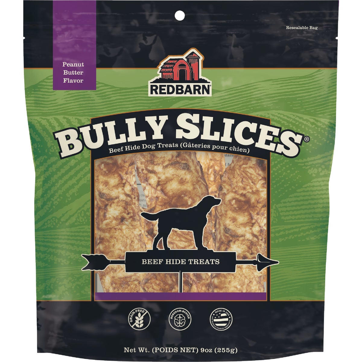 Redbarn Bully Slices 9 Oz. Peanut Butter Flavor Beef Hide Dog Treat