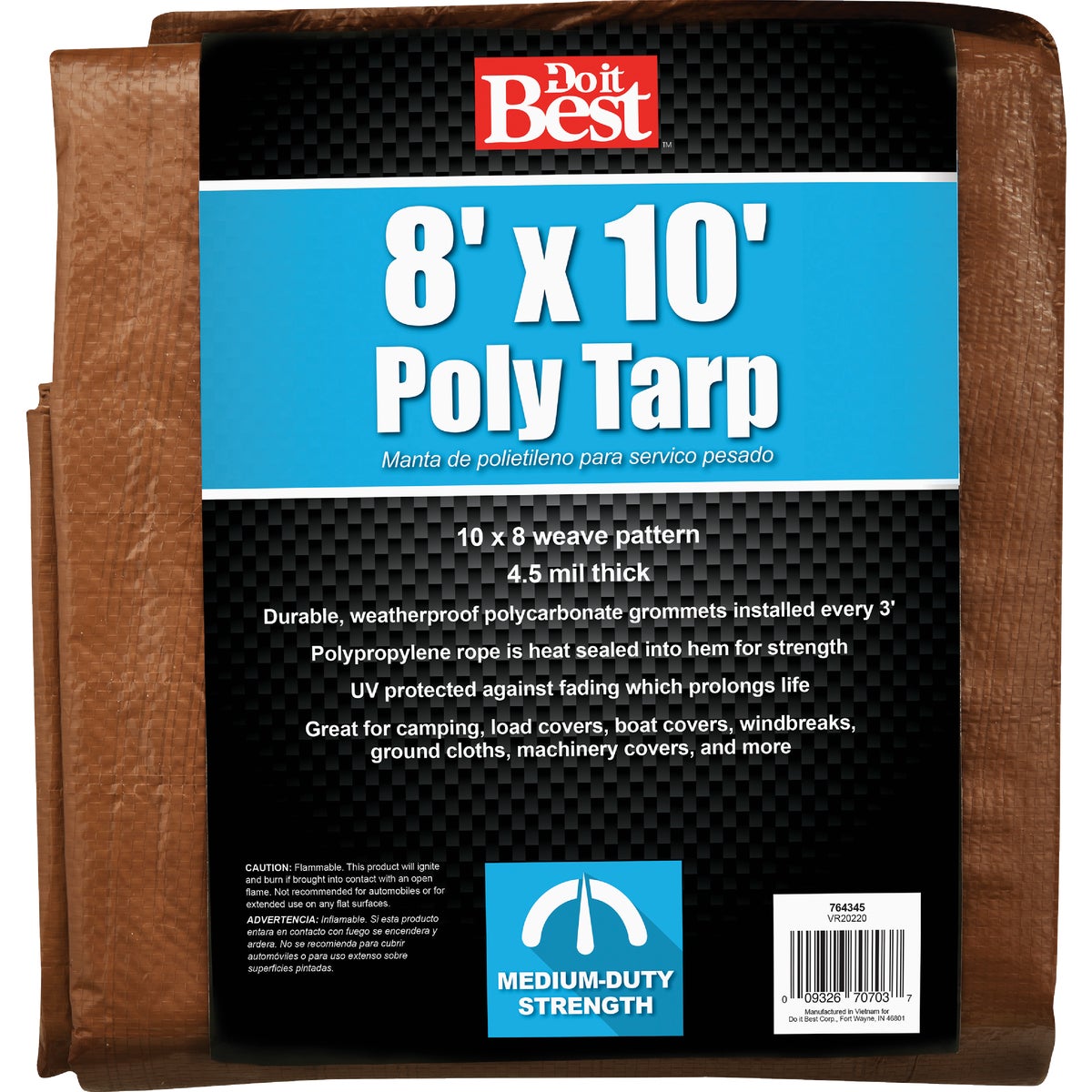 Do it Best 1 Side Green/1 Side Brown Woven 8 Ft. x 10 Ft. Medium Duty Poly Tarp Image 4