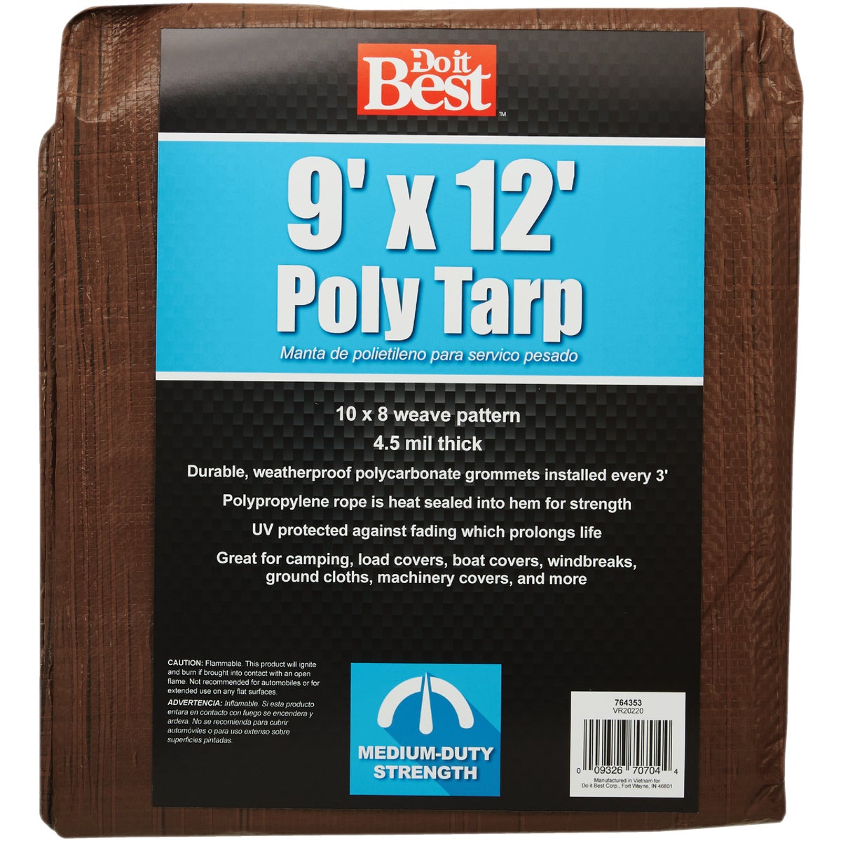 Do it Best 1 Side Green/1 Side Brown Woven 9 Ft. x 12 Ft. Medium Duty Poly Tarp Image 2
