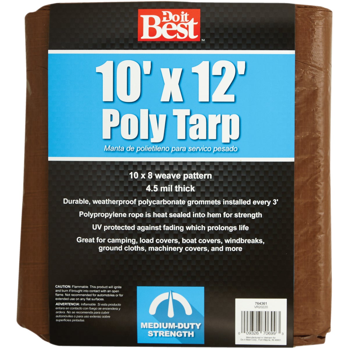 Do it Best 1 Side Green/1 Side Brown Woven 10 Ft. x 12 Ft. Medium Duty Poly Tarp Image 2