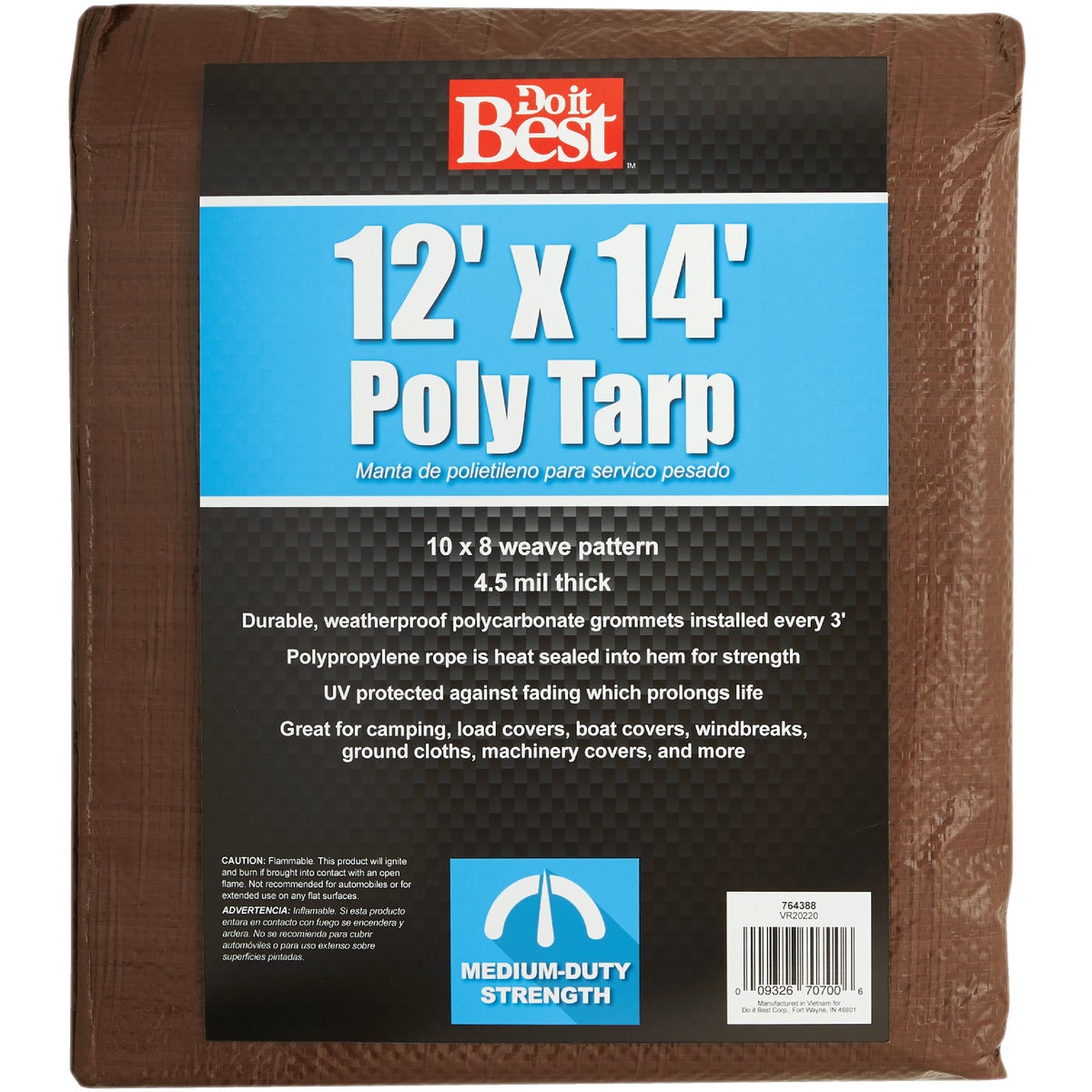 Do it Best 1 Side Green/1 Side Brown Woven 12 Ft. x 14 Ft. Medium Duty Poly Tarp Image 2