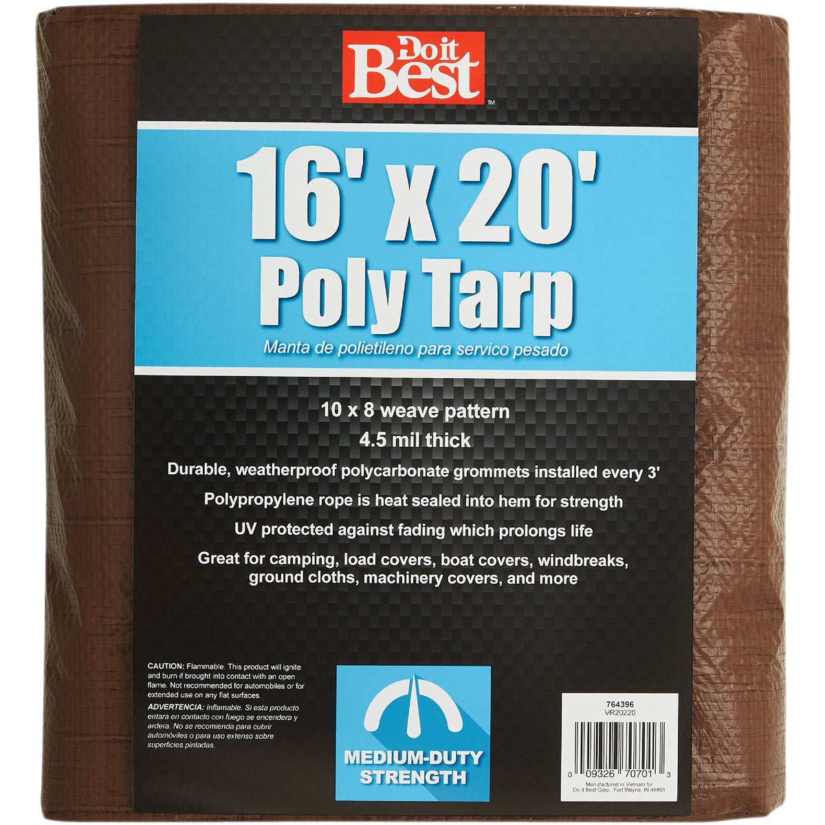 Do it Best 1 Side Green/1 Side Brown Woven 16 Ft. x 20 Ft. Medium Duty Poly Tarp Image 2