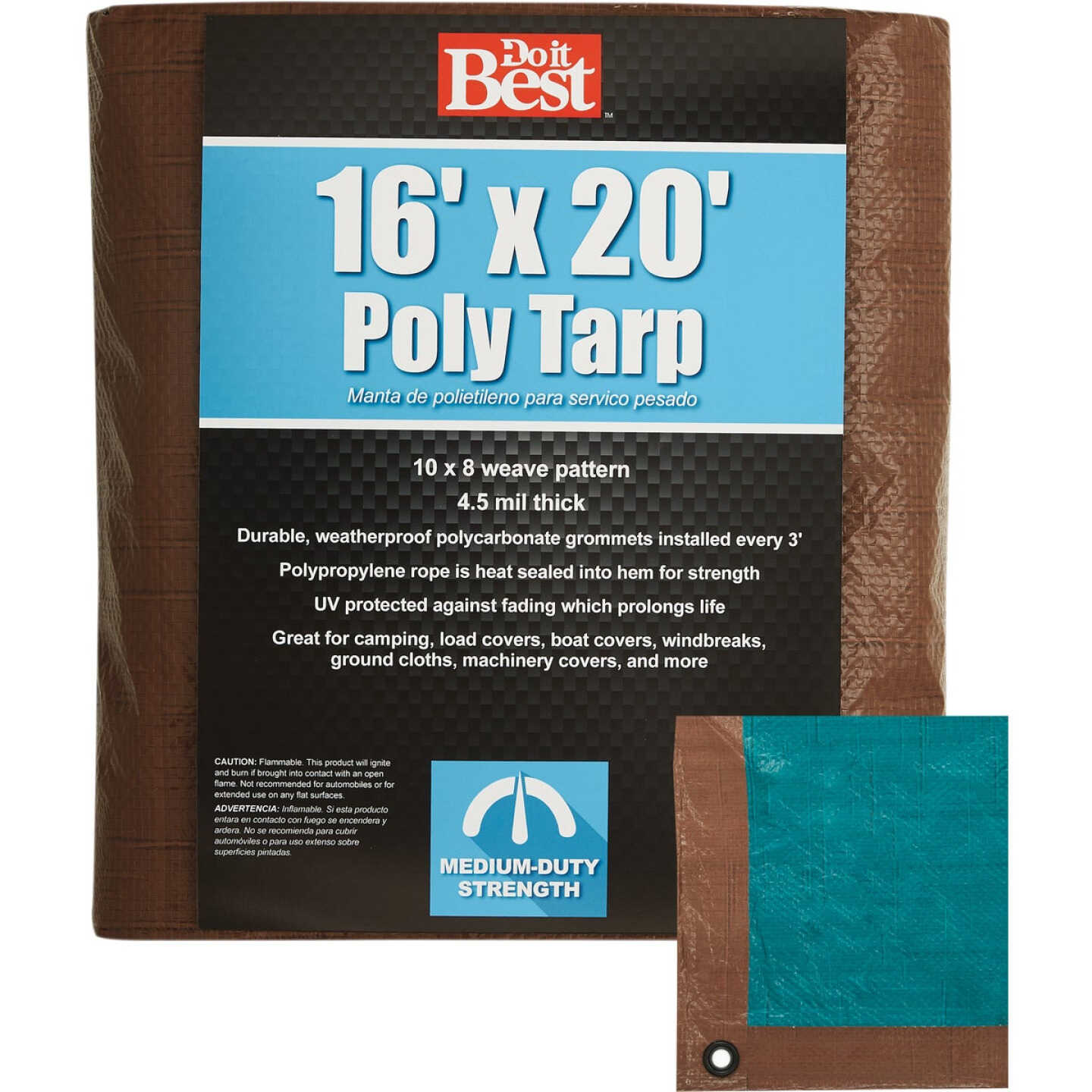 Do it Best 1 Side Green/1 Side Brown Woven 16 Ft. x 20 Ft. Medium Duty Poly Tarp Image 1
