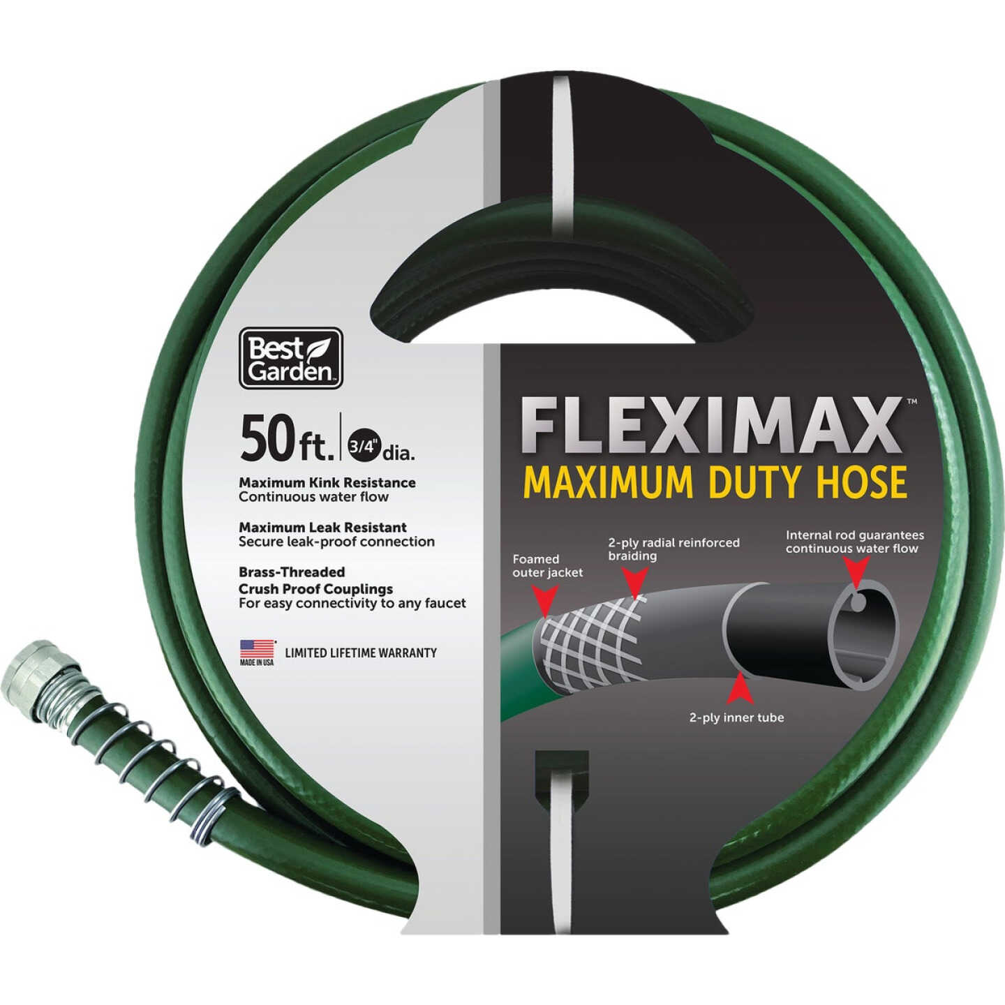 Best Garden 3/4 In. Dia. x 50 Ft. FlexiMAX Heavy Duty Hose Image 1