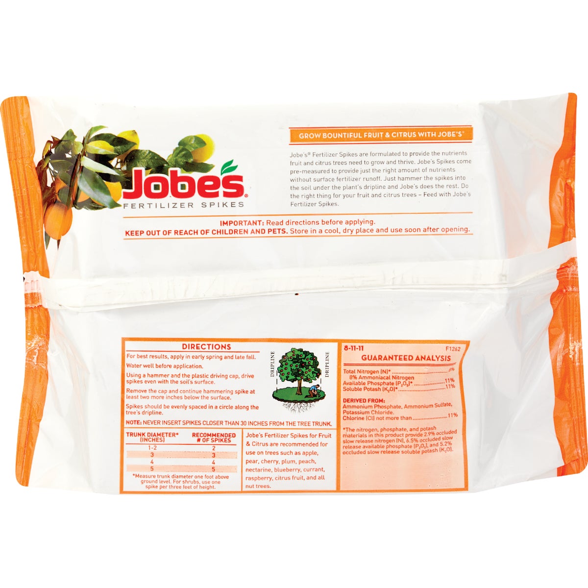 Jobe's 8-11-11 Fruit & Citrus Fertilizer Spikes (9-Pack) Image 4
