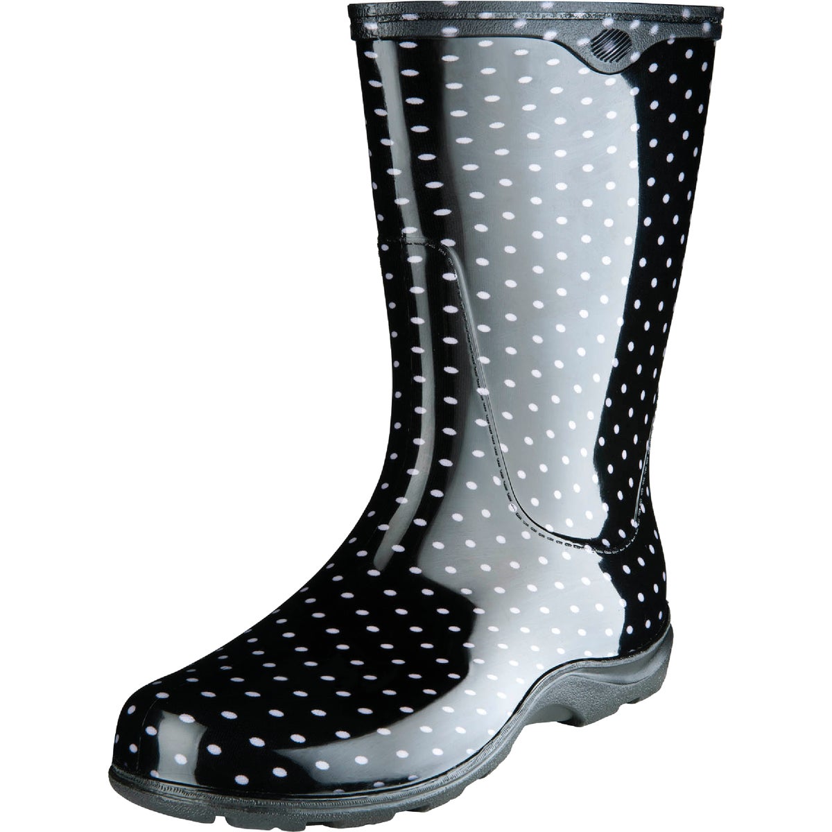 Sloggers Women's Size 10 Black with White Polka Dots Rain & Garden Rubber Boot
