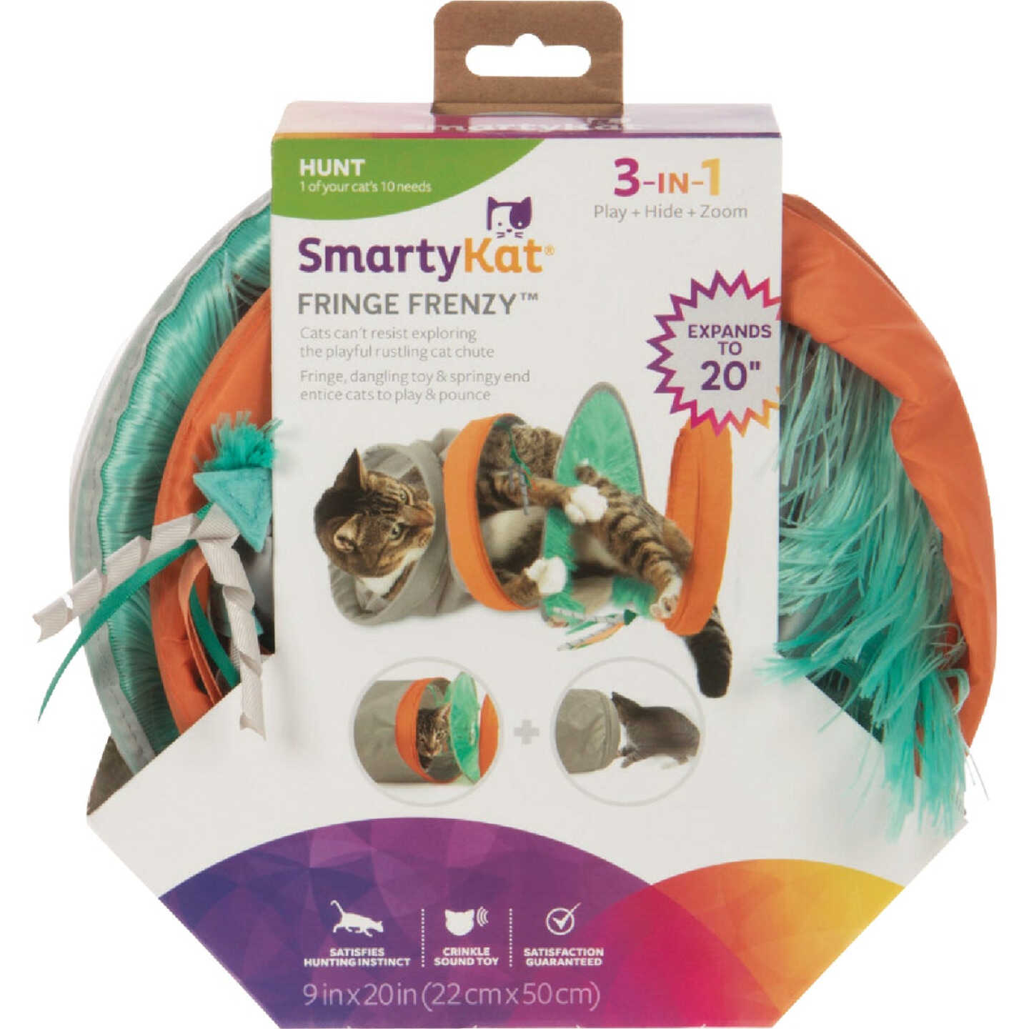 SmartyKat Fringe Frenzy Spring Tunnel Cat Toy Image 1