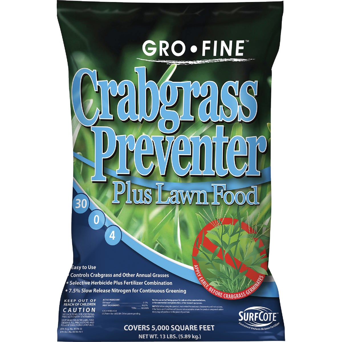 Gro-Fine 13 Lb. 5000 Sq. Ft. 30-0-4 Lawn Fertilizer with Crabgrass Preventer Image 1