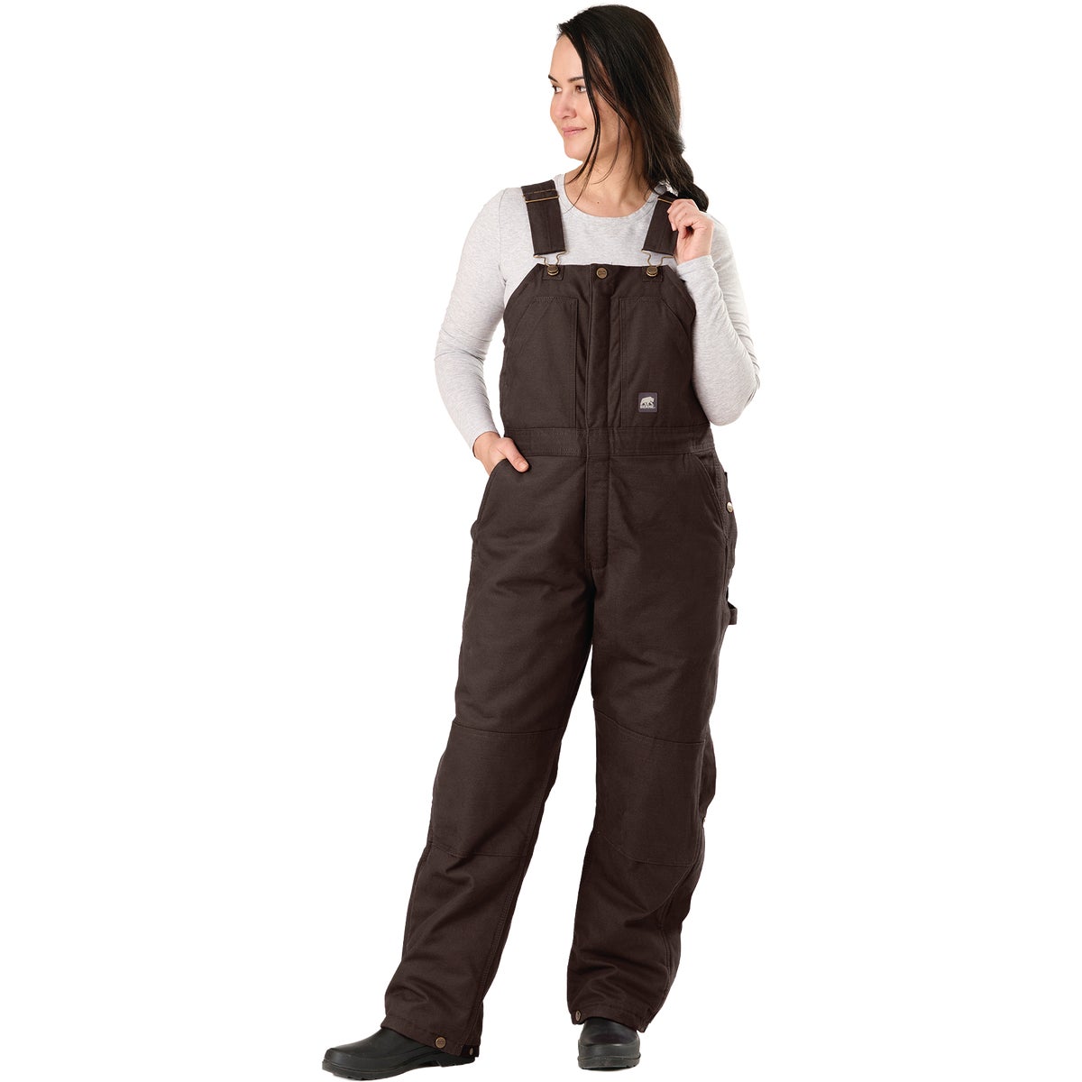 Berne Women's 2XL Dark Brown Softstone Duck Insulated Bib Overall