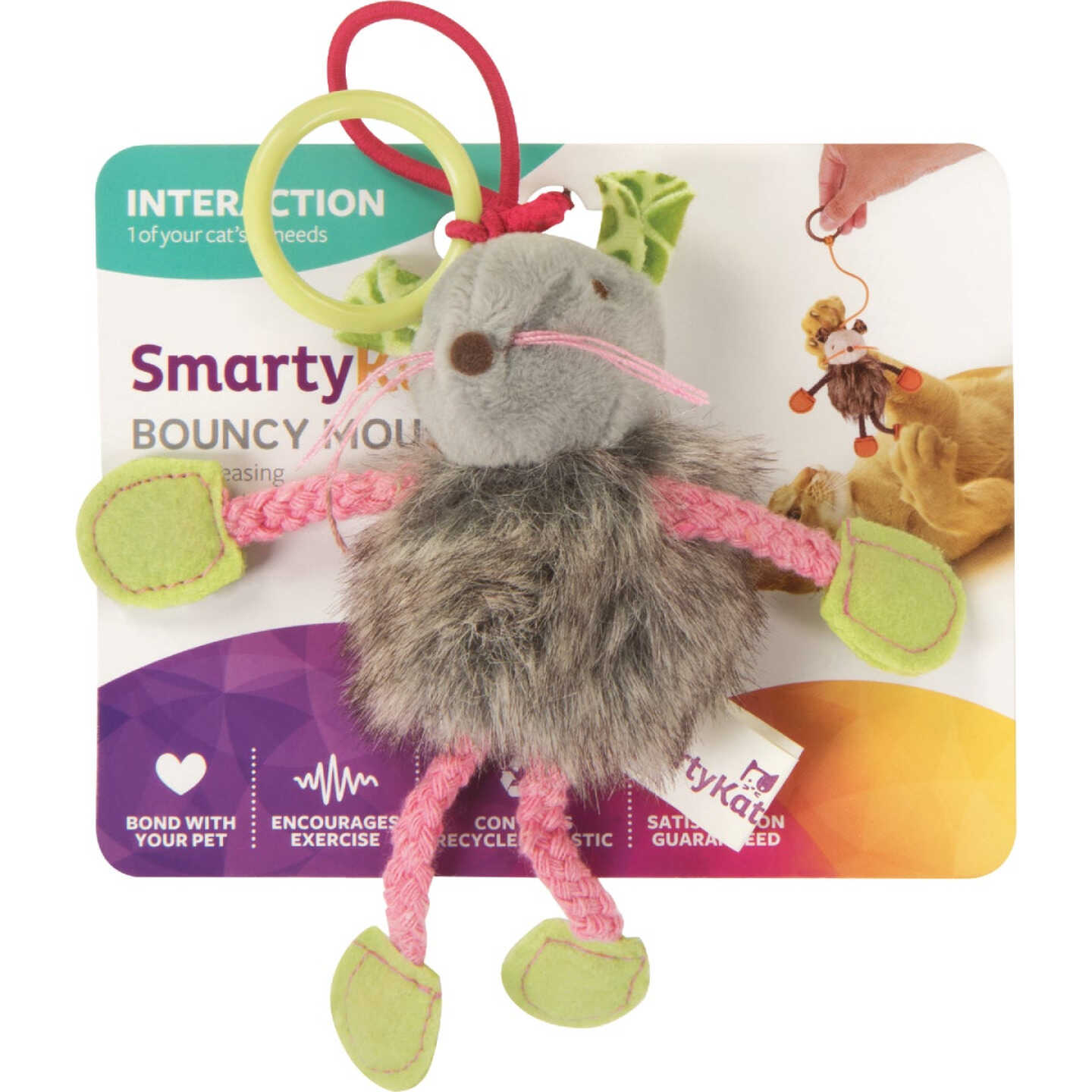 SmartyKat Bouncy Mouse Plush Dangler Catnip Cat Toy Image 1