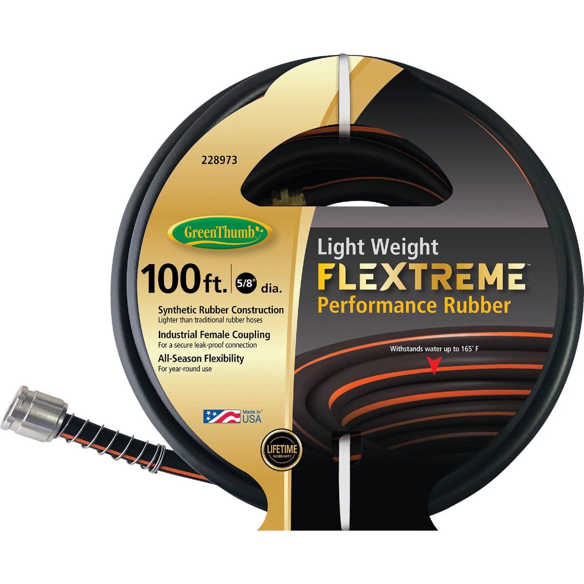 Green Thumb Flextreme 5/8 In. Dia. x 100 Ft. Heavy Duty Hot Water Performance Rubber Hose