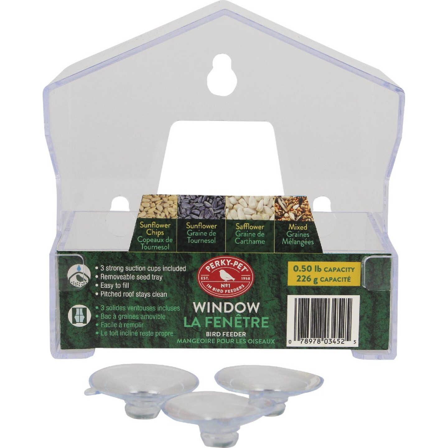 Perky-Pet Clear Plastic 1/2 Lb. Capacity Window Bird Feeder Image 5