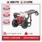 Simpson PowerShot 3600 psi 2.5 GPM Cold Water Professional Gas Pressure Washer Image 2
