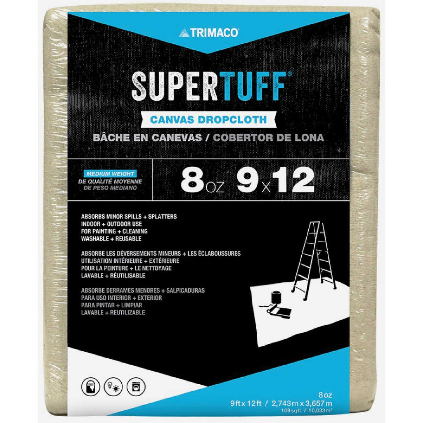 Trimaco SuperTuff 8 Oz. 9 Ft. x 12 Ft. Medium Weight Canvas Drop Cloth Image 1