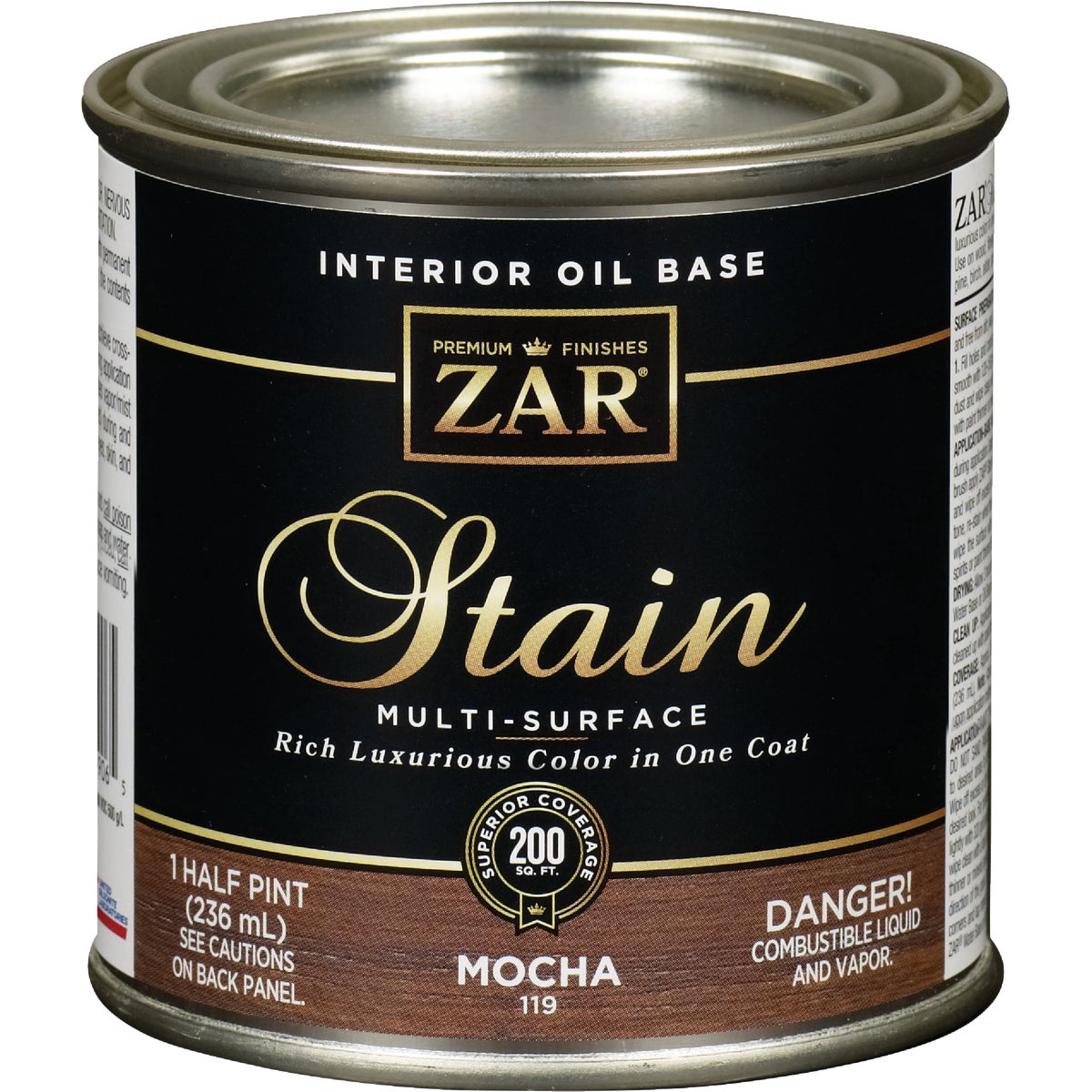 ZAR Oil-Based Wood Stain, Mocha, 1/2 Pt. Image 1