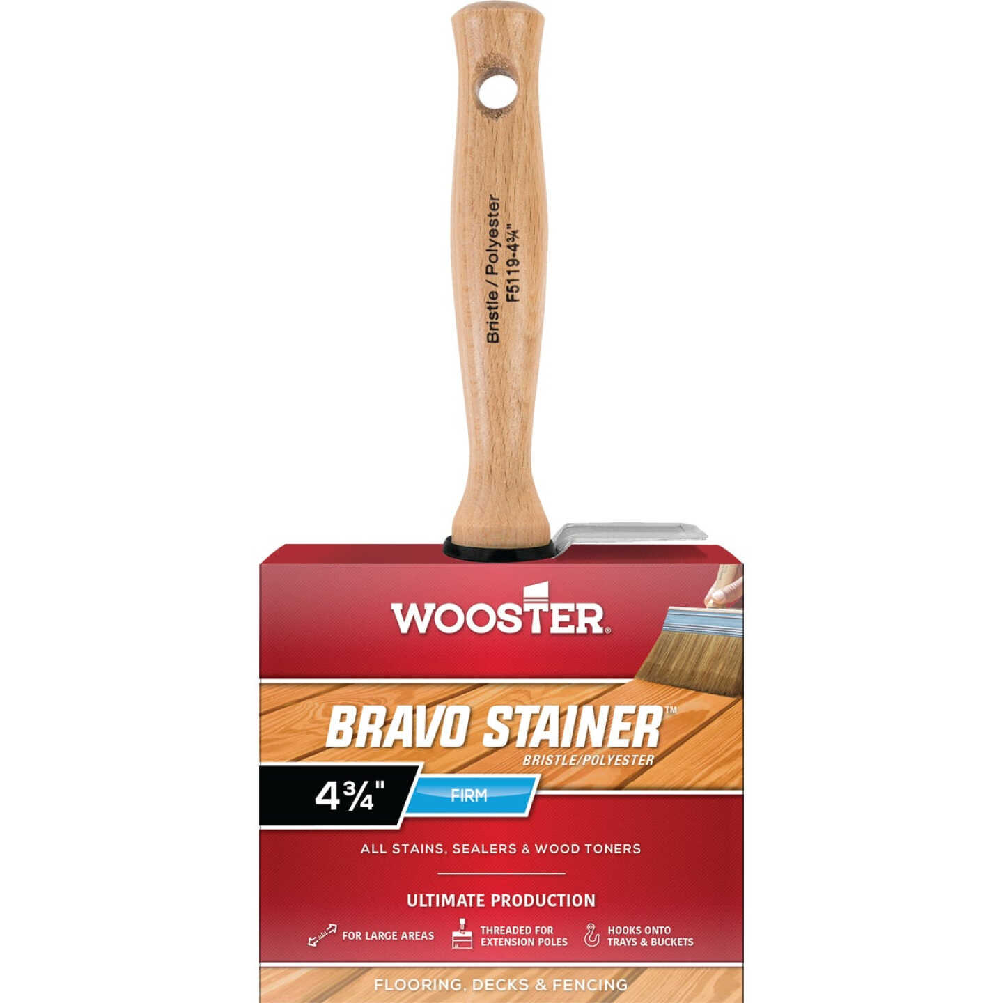 Wooster Bravo Stainer 4-3/4 In. Square Trim Stain Brush Image 1
