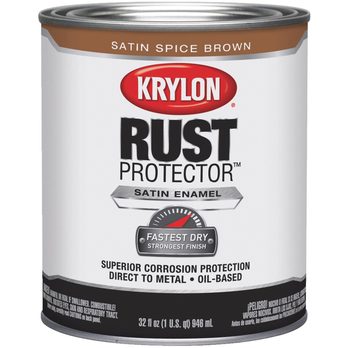 Krylon Rust Protector Oil-Based Satin Rust Control Enamel, Spice Brown, 1 Qt. Image 1