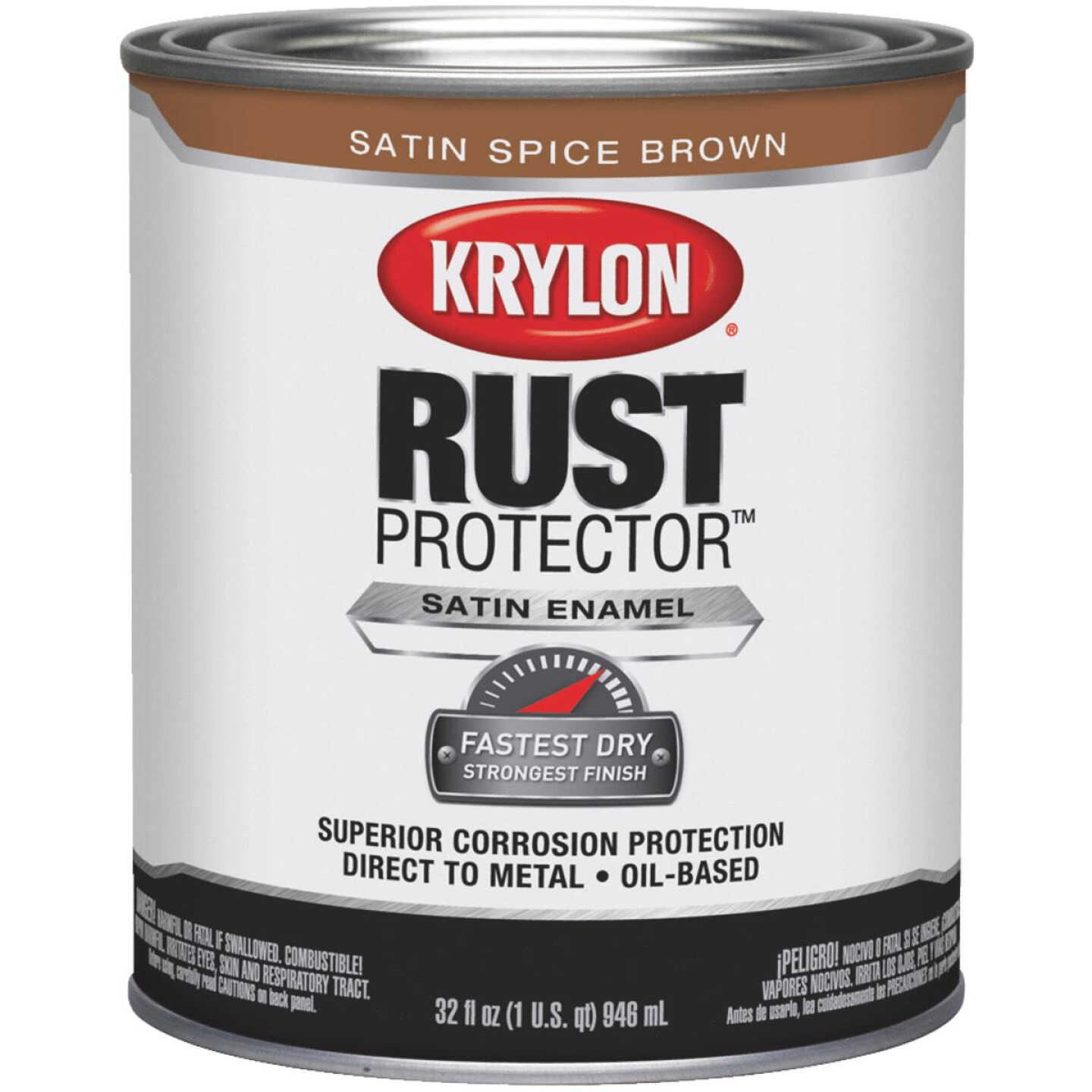 Krylon Rust Protector Oil-Based Satin Rust Control Enamel, Spice Brown, 1 Qt. Image 1