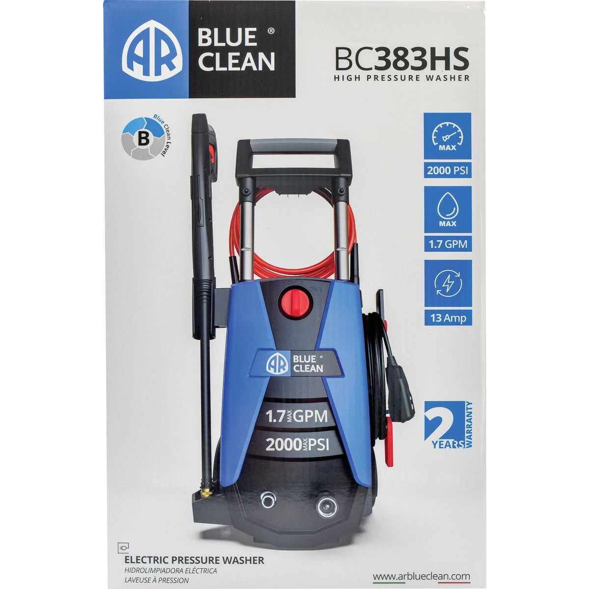 AR Blue Clean 2100 psi 1.7 GPM Cold Water Electric Pressure Washer Image 4
