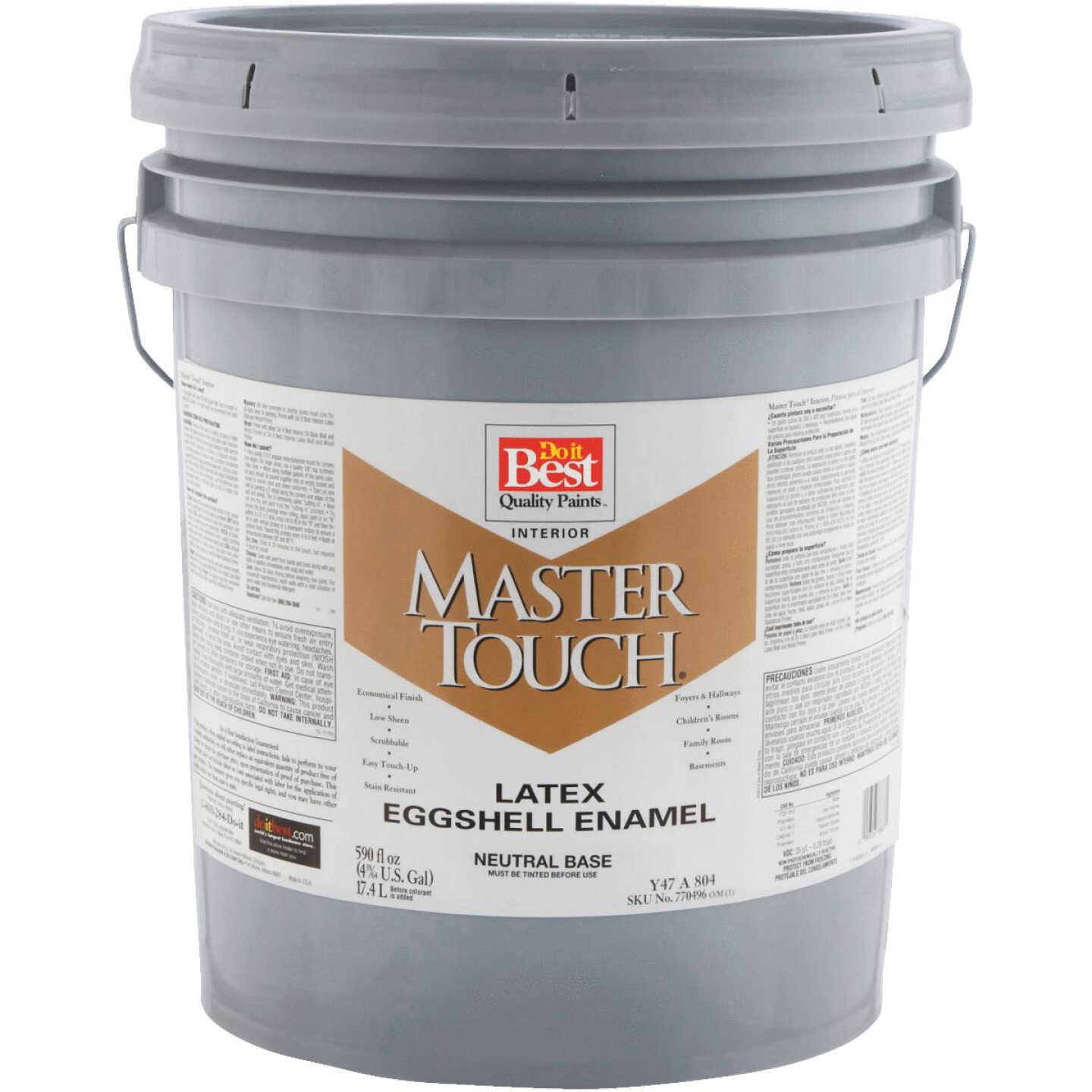 Do it Best Master Touch Latex Eggshell Interior Wall Paint, Neutral Base, 5 Gal. Image 1