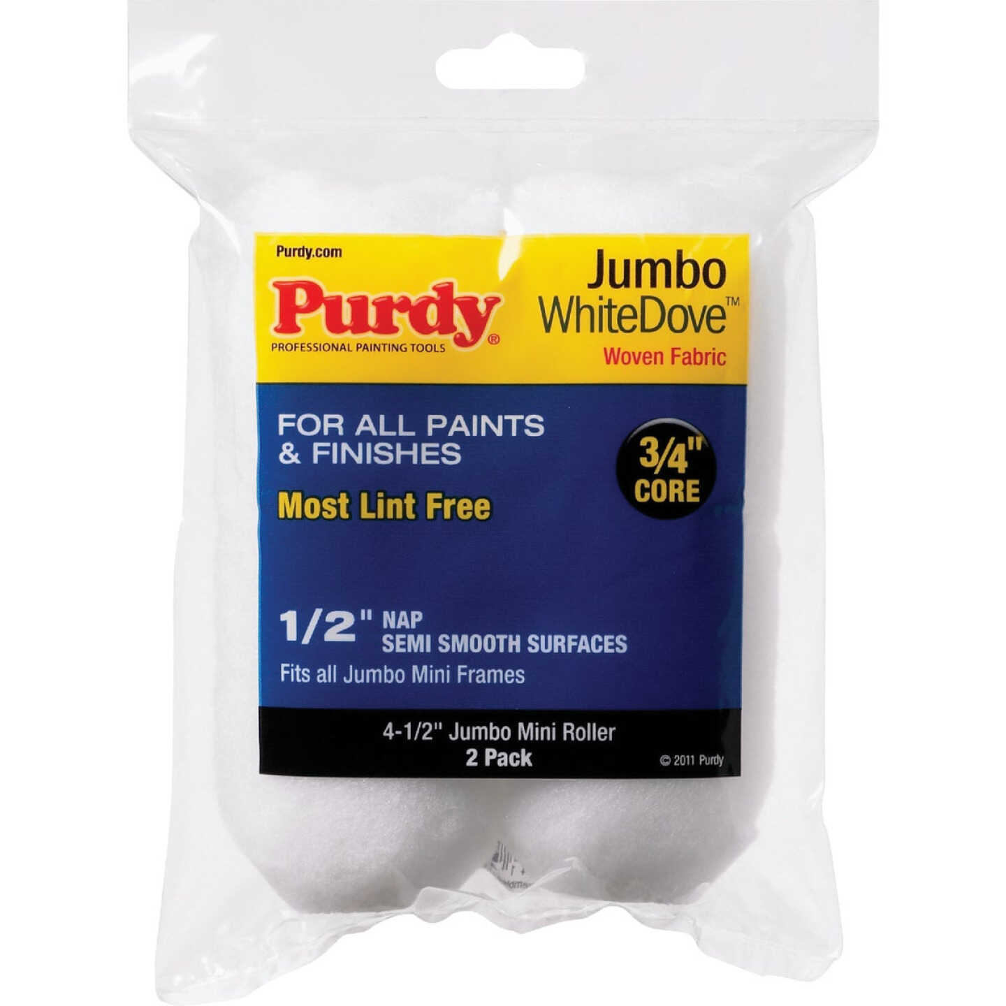 Purdy White Dove 4-1/2 In. x 1/2 In. Jumbo Mini Woven Fabric Roller Cover (2-Pack) Image 1