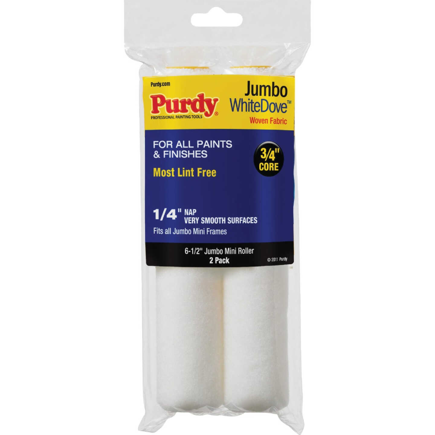 Purdy White Dove 6-1/2 In. x 1/4 In. Jumbo Mini Woven Fabric Roller Cover (2-Pack) Image 1