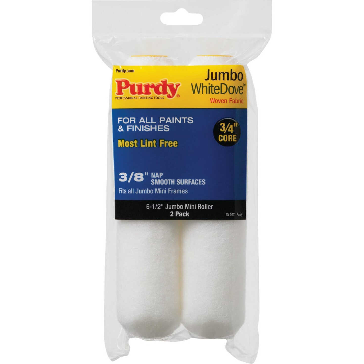 Purdy White Dove 6-1/2 In. x 3/8 In. Jumbo Mini Woven Fabric Roller Cover (2-Pack) Image 1